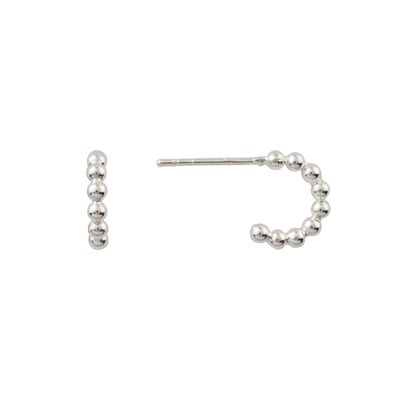 Ball Beaded Post Hoops in Silver