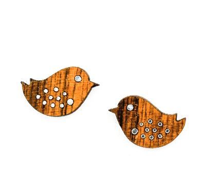 Bird Twig Stud Earring-Walnut