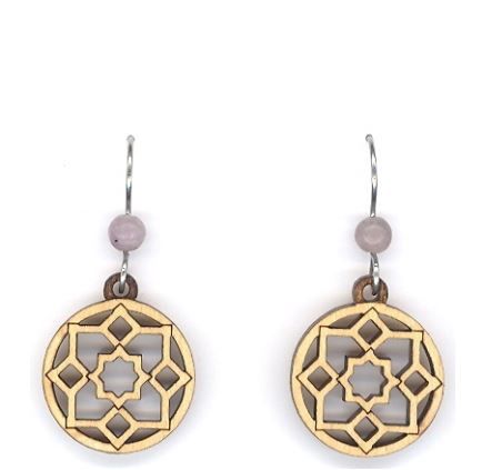 Flower w/Lilac Stone Earring-Maple