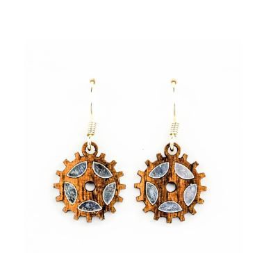 Cog Steampunk Twig Earring-Maple