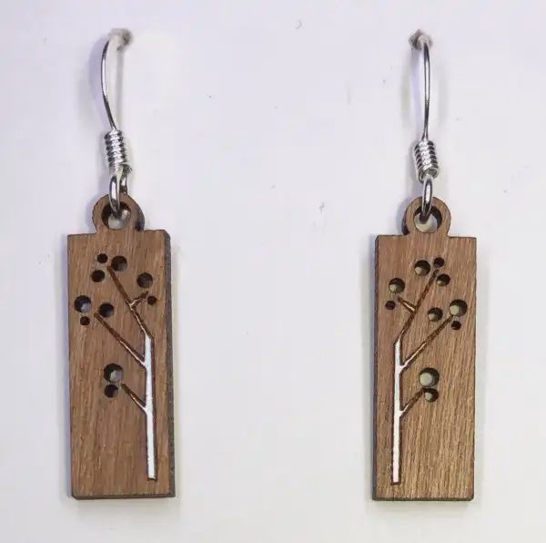 Blossom Branch Twig Earring-Walnut