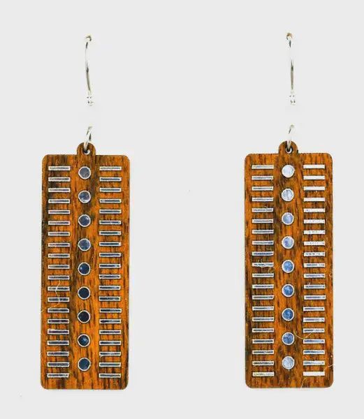 Geometric Binary Rectangle Twig Earring-Cherry