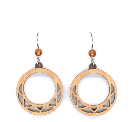 Open Circle w/Amber Earring-Alder
