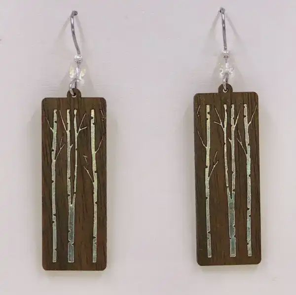 Branches Rectangle Twig Earring-Cherry