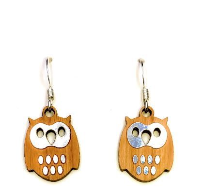 Owl Face Twig Earring-Cherry