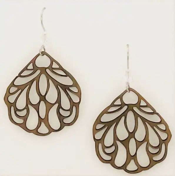 Filigree Leaves Willow Earring-Sm-Walnut