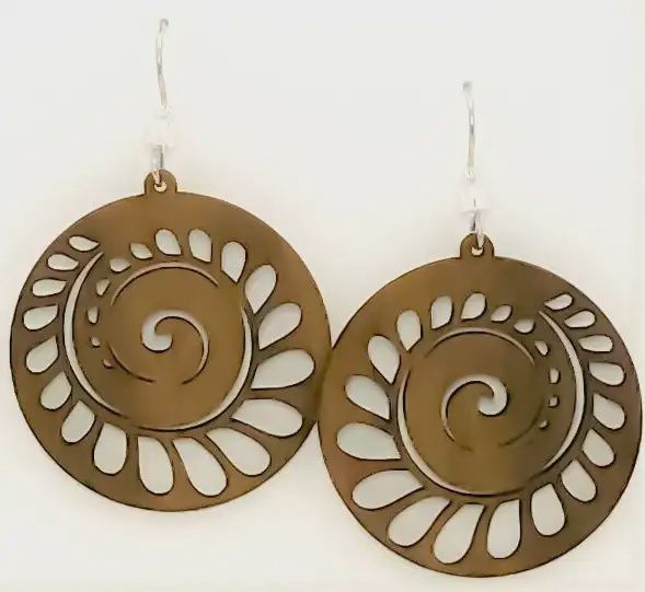 Nautilus Swirl Willow Earring-Md-Walnut