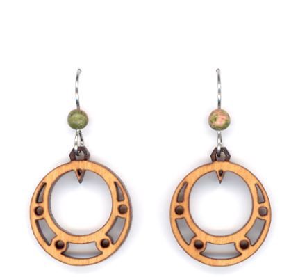 Open Center w/Unakite Earring-Cherry