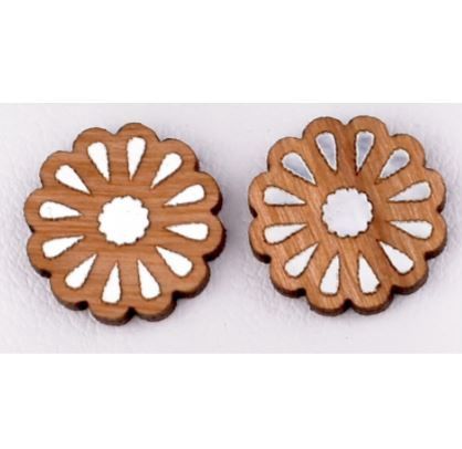Round Fan Twig Stud Earring-Walnut