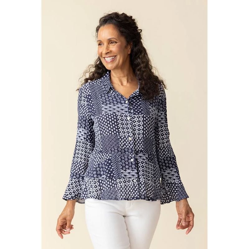 Mixed Medley Patchwork Double Flounce Shirt