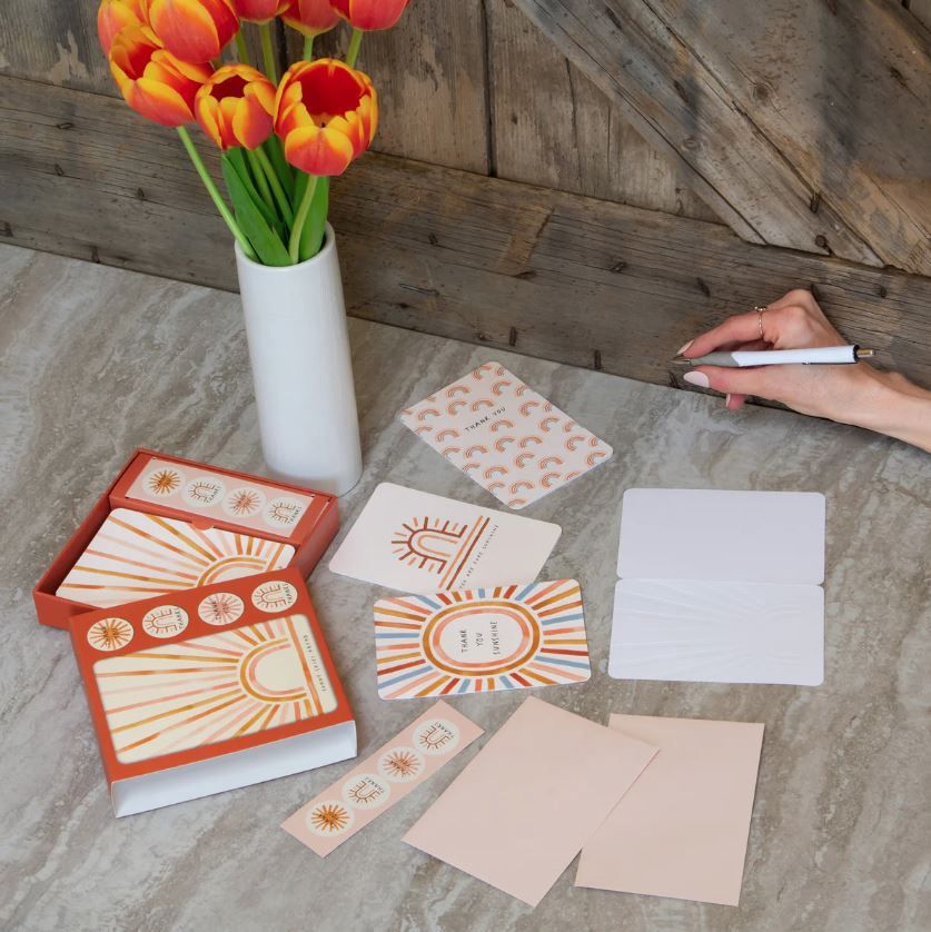 Assorted Note Card Set w/Stickers - Sunny Skies