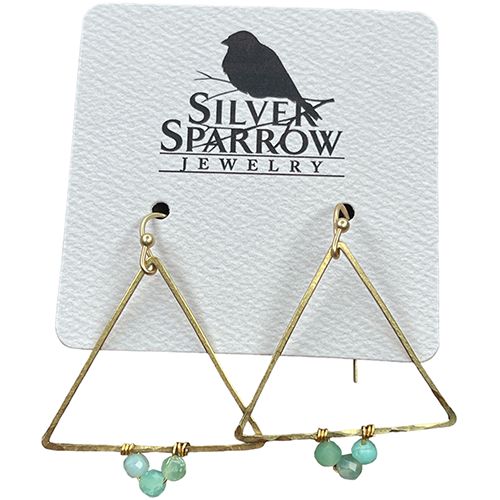 Brass Triangle w/Chrysoprase, Color: Brass