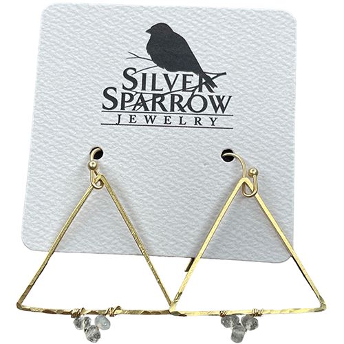 Brass Triangle w/Crystal, Color: Brass