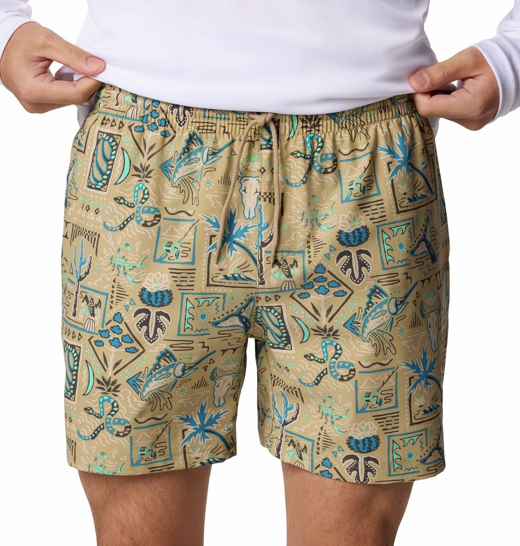PFG Rambler Printed Water Short 8-Inch, Color: Beach Bajabound, Size: Small