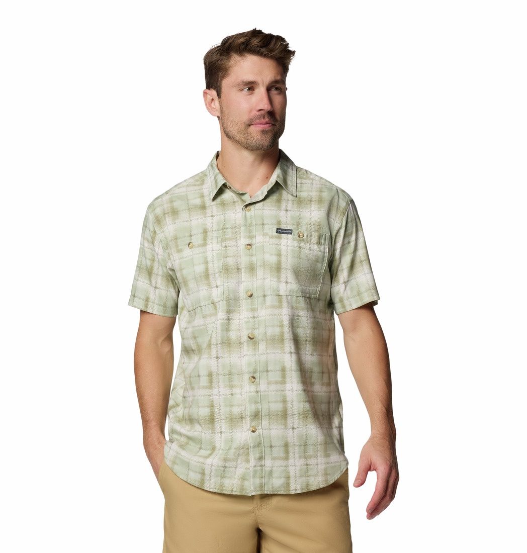 Utilizer Printed Men&#39;s Woven Short Sleeve Shirt, Color: Safari Omblur, Size: Medium