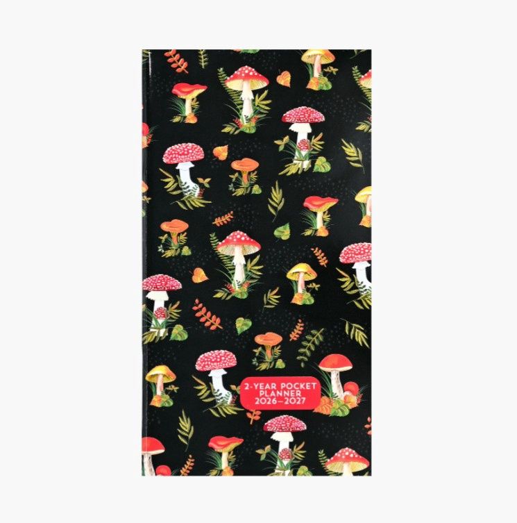 2-Year Pocket Planner 2026-27, Pattern: Mushrooms