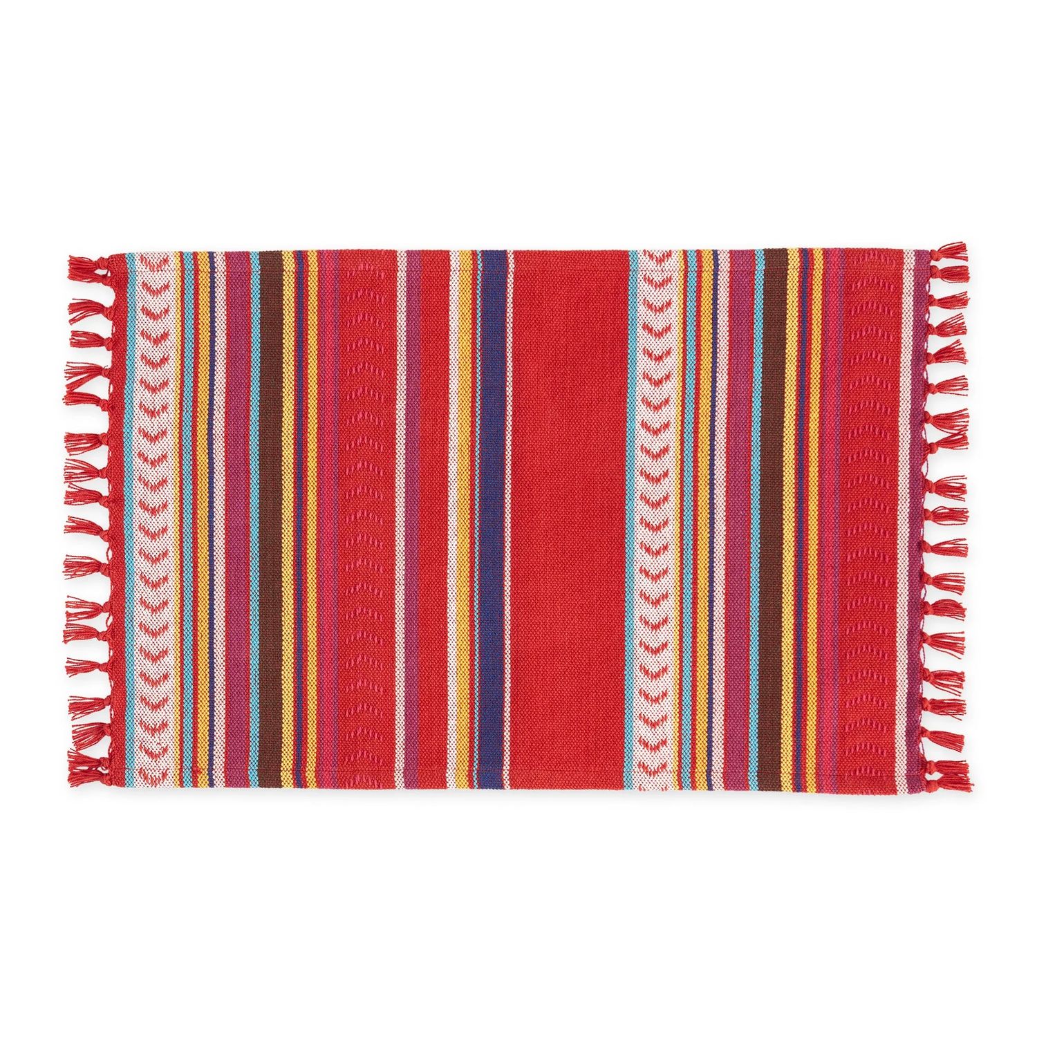 Placemat - Baja Stripe Rug Weave, Color: Red Multi Stripe