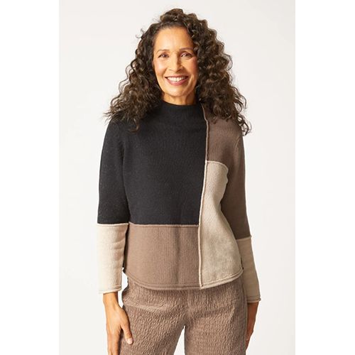 Yin Yang Funnel Neck Pullover, Color: Truffle, Size: Small