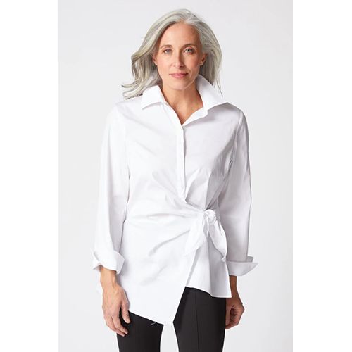 Perfect Travel Side Tie Shirt, Color: White, Size: XS
