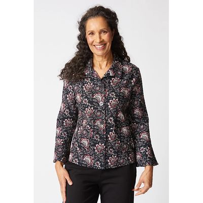 Floral Block Print Flounce Jacket
