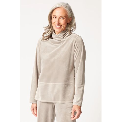 Cozy Velour Spandex Tranquil Top, Color: Latte, Size: XS