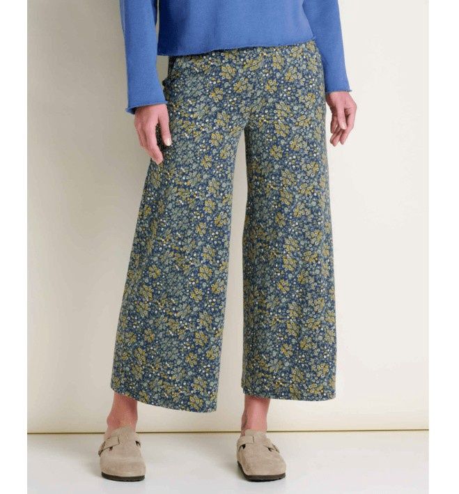 Chaka Wide Leg Crop Pant, Color: True Navy Retro Print, Size: XS