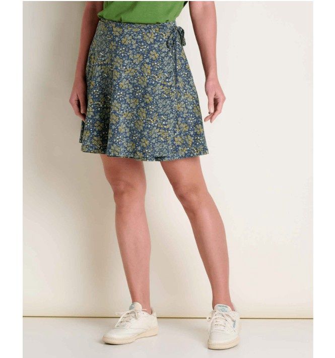 Freesia Wrap Skirt, Color: True Navy Retro Print, Size: XS