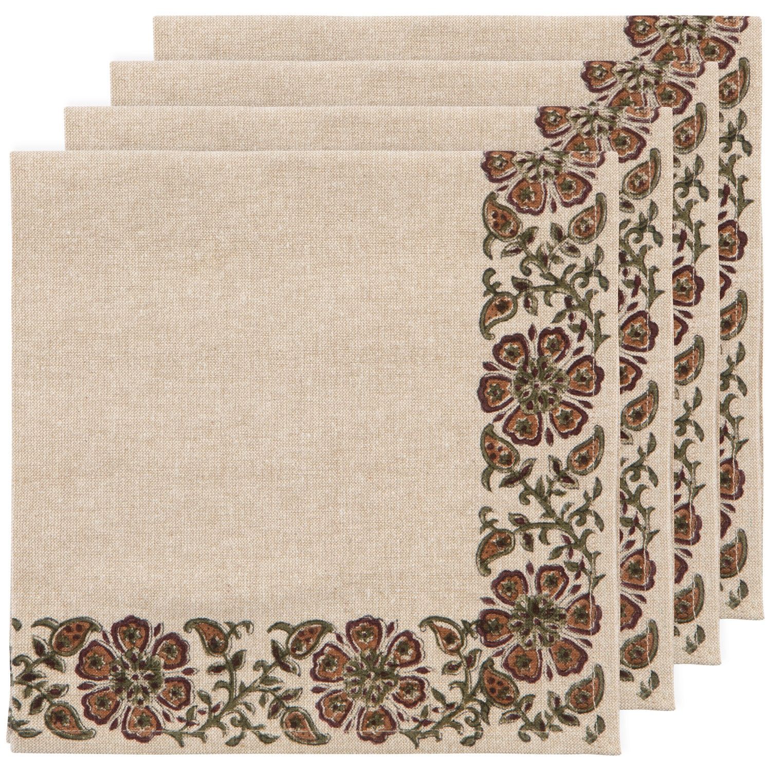 Napkin Set of 4 - Elysian Block Print, Size: Set of 4
