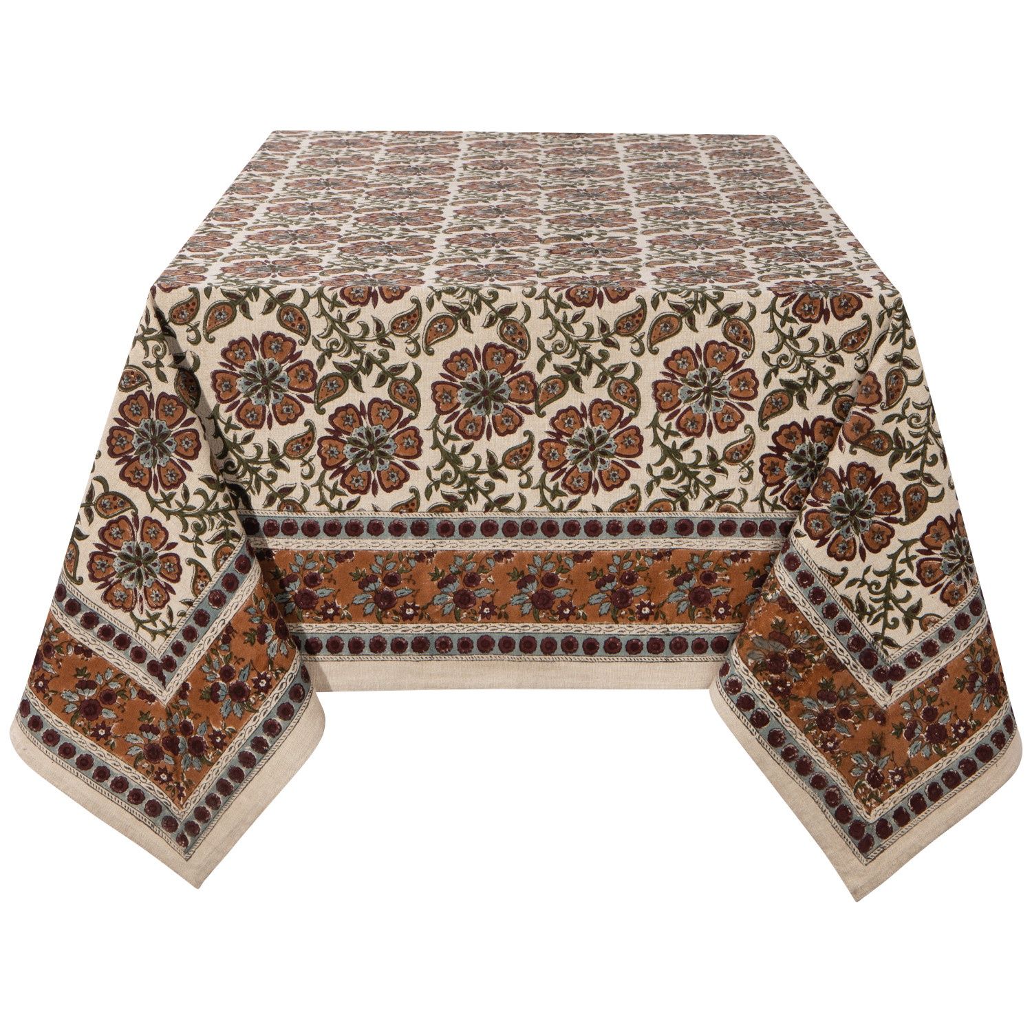 Tablecloth - Elysian Block Print, Size: 60 x 90 Inches