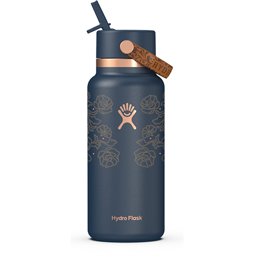 32 Oz Wide Mouth Hydro Flask w/Flex Straw Cap, Hydro Flask Color: Western Dark Blue