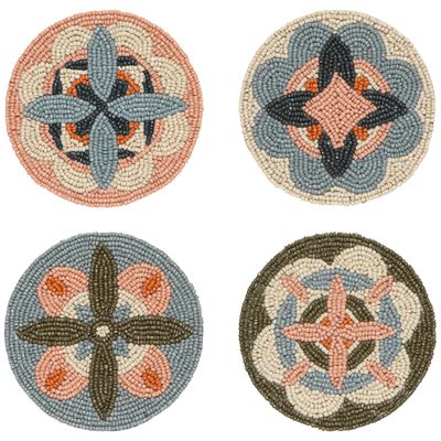 Beaded Coaster Set of 4 - Disco