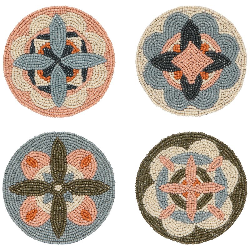 Beaded Coaster Set of 4 - Disco