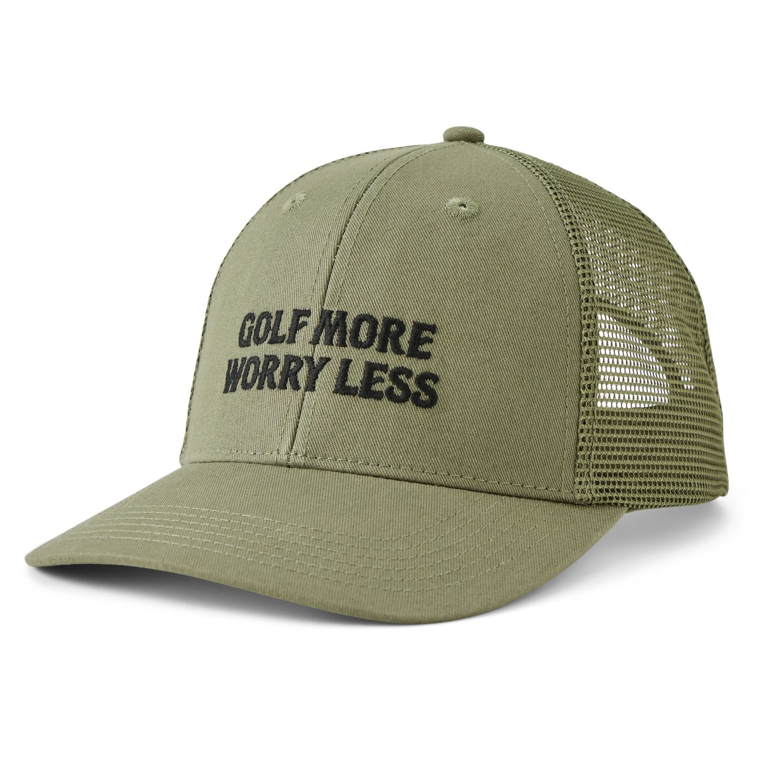 Adult Unisex Golf More Worry Less Trucker Cap, Color: Moss Green, Size: OS