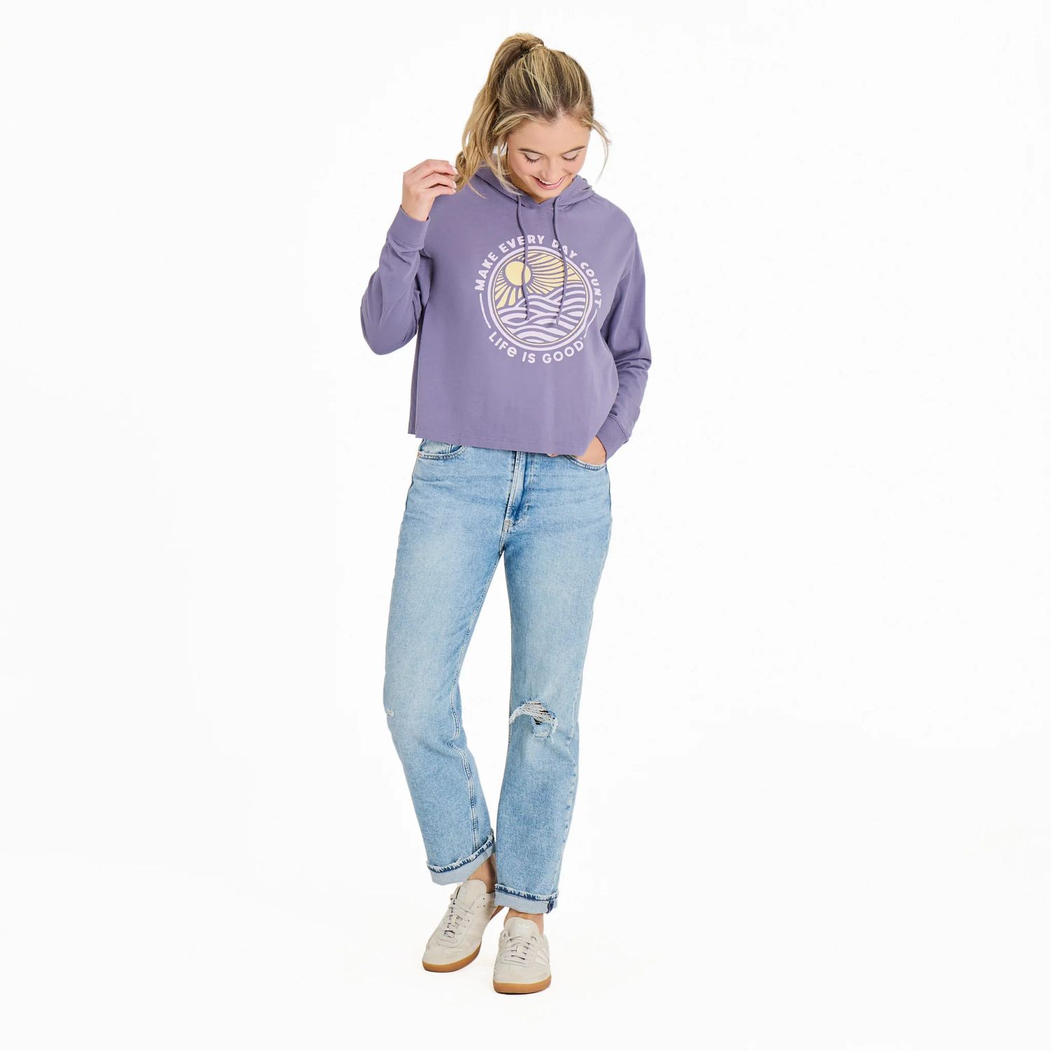 Women&#39;s Make Everyday Count Sunset Boxie Hoodie, Color: Dusk Purple, Size: Small
