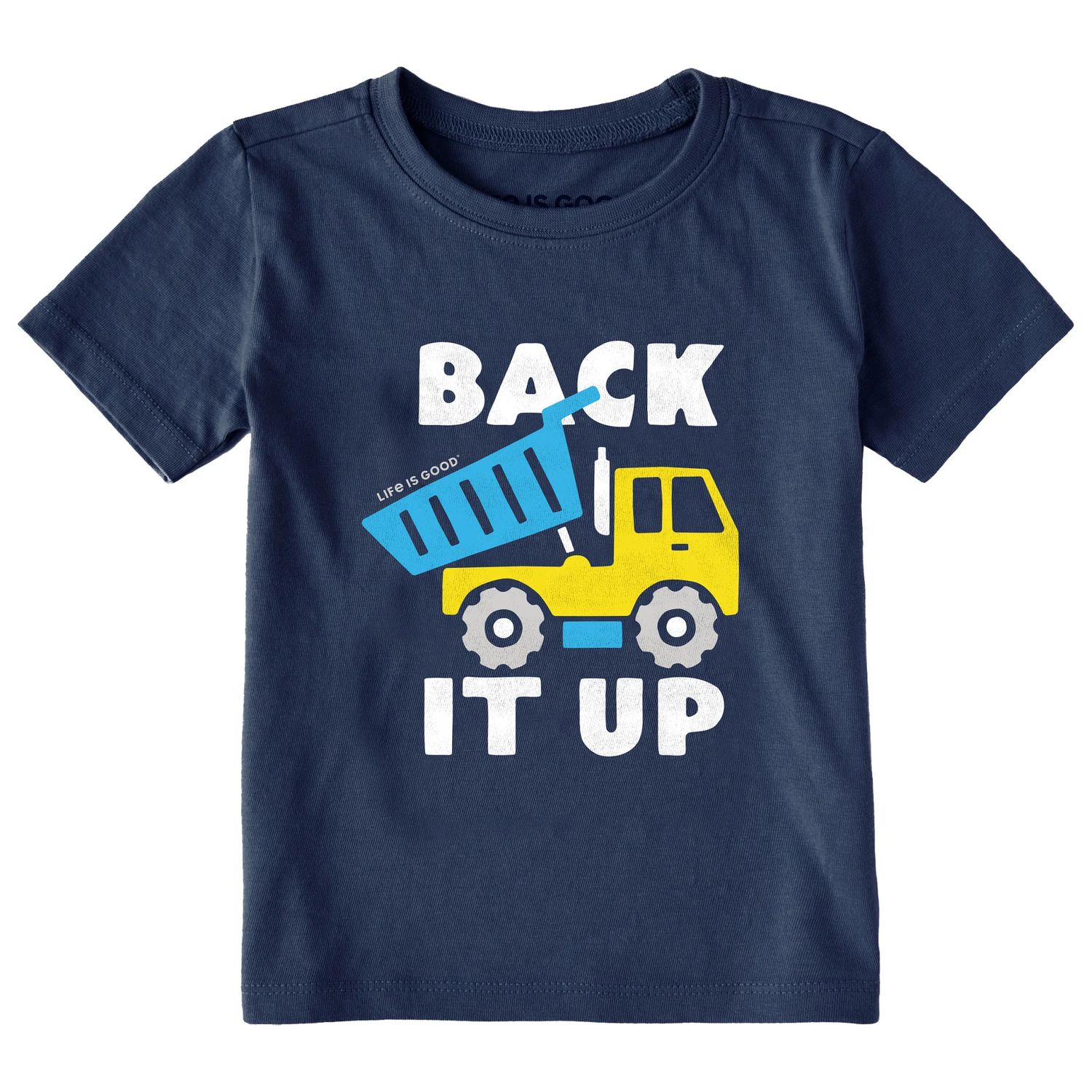 Back It Up Dump Truck Short Sleeve Toddler Tee Shirt, Color: Darkest Blue, Size: 2T