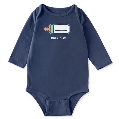 Milkin It Long Sleeve Crusher Baby Bodysuit