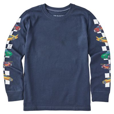 Kids Race Cars Long Sleeve Crusher Tee Shirt