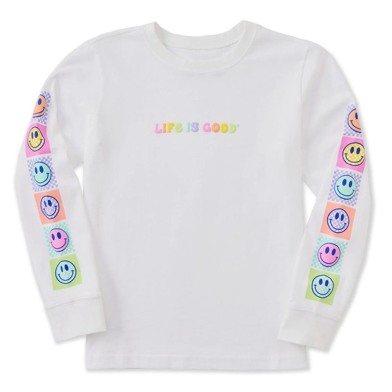 Kids Checkered Smiles Long Sleeve Tee Shirt