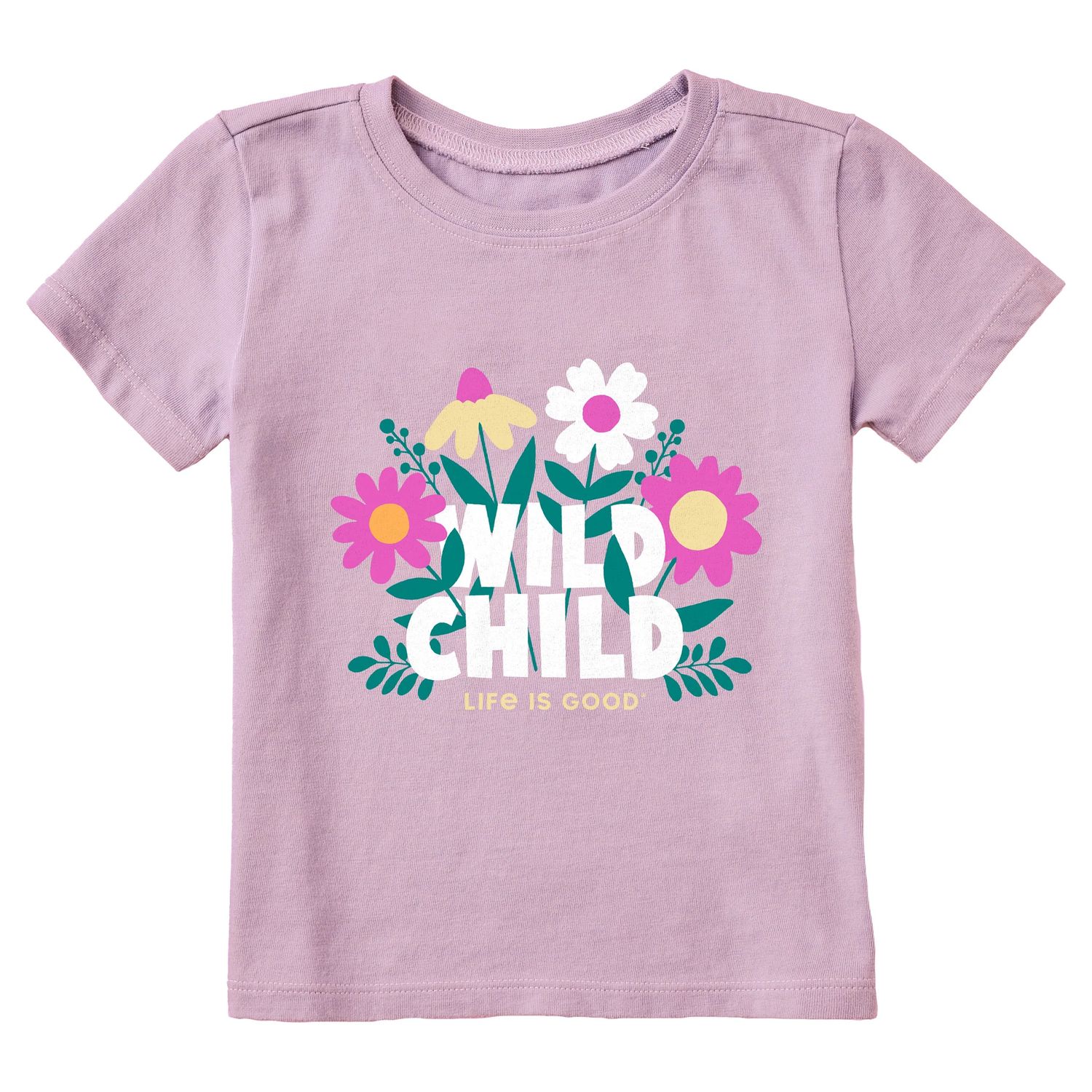 Wild Child Flowers Short Sleeve Toddler Tee Shirt, Color: Violet Purple, Size: 2T