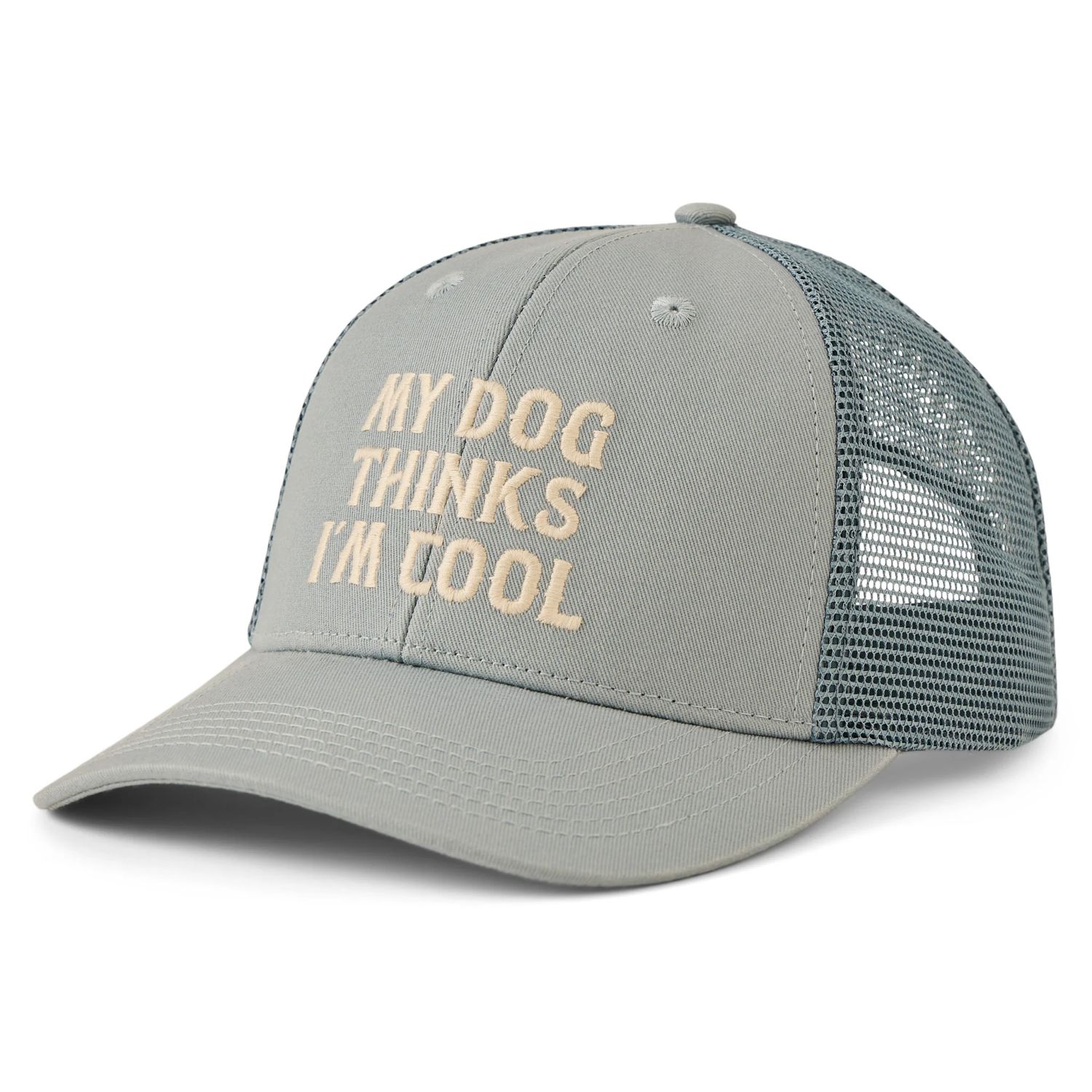 Adult Unisex My Dog Thinks I&#39;m Cool Trucker Cap, Color: Gray Blue, Size: OS