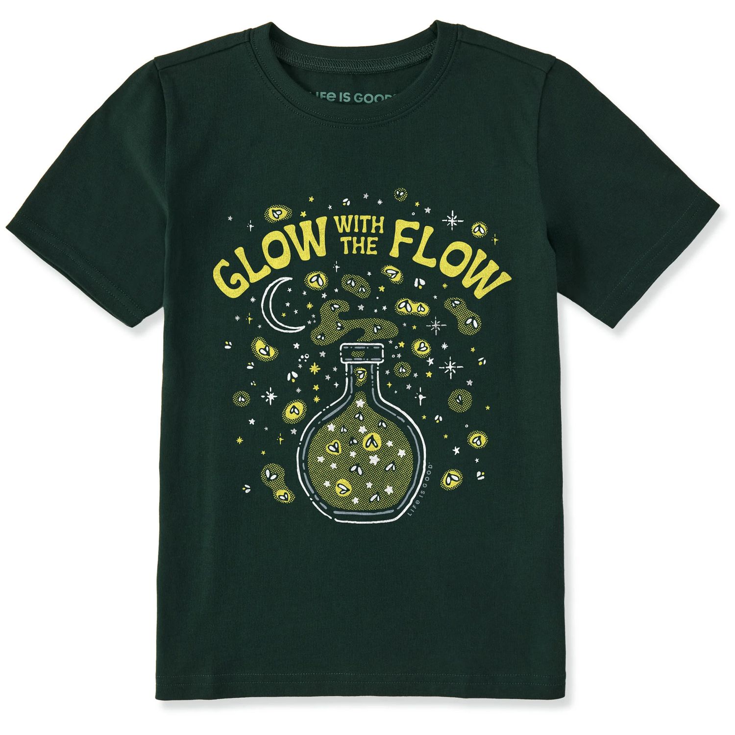 Kids Glow With The Flow Short Sleeve Tee Shirt, Color: Treeline Green, Size: XS