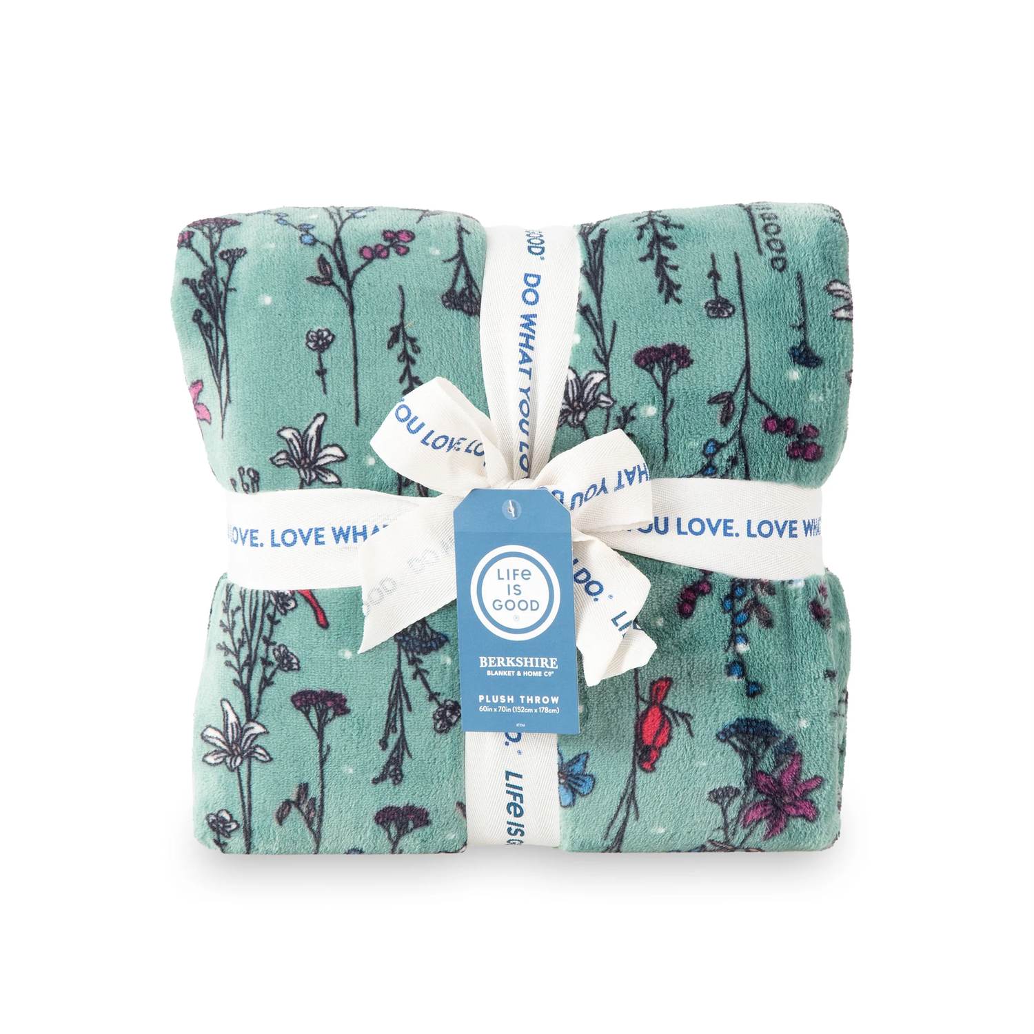 Cardinal Floral Plush Throw Blanket, Color: Granite Green, Size: OS