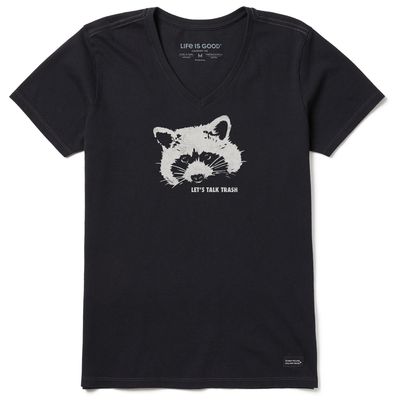 Women&#39;s Raccoon Short Sleeve Crusher Vee Neck Tee Shirt