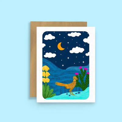 Greeting Card, Roadrunner Desert Night