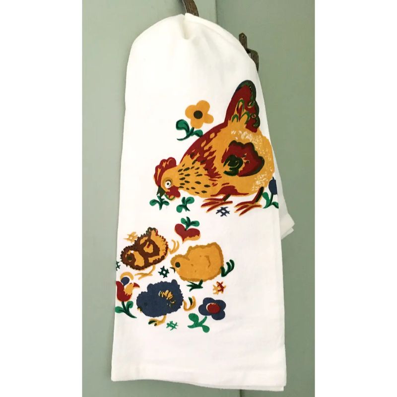 Mama Hen Retro Flour Sack Kitchen Towel