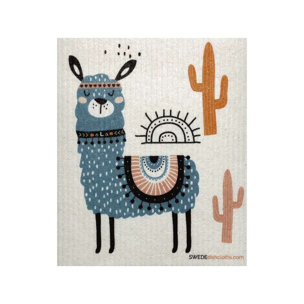 Swede Dishcloth - Blue Llama