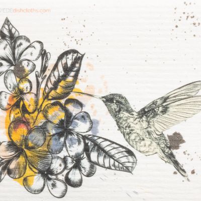 Swede Dishcloth - Hummingbird Tropical Flowers