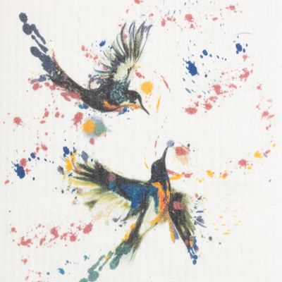 Swede Dishcloth - 2 Playing Hummingbirds