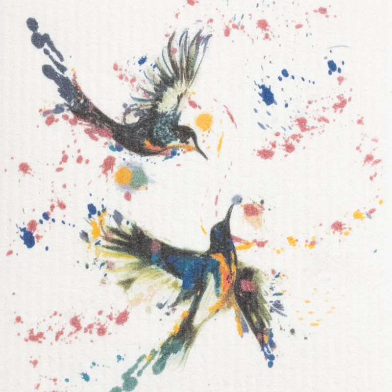 Swede Dishcloth - 2 Playing Hummingbirds