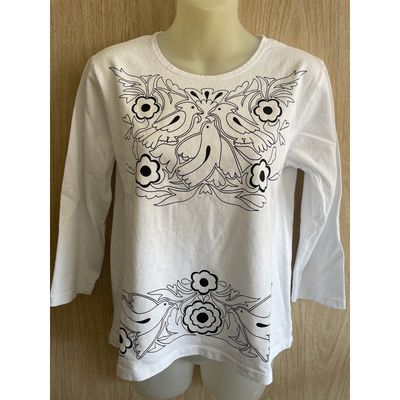 Sabaku Women&#39;s 3/4 Slv Best Tee, White Bird Black Bird